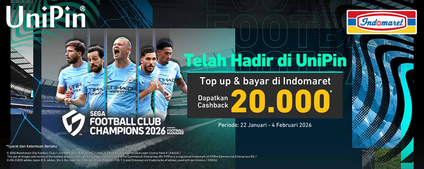 SEGA Football Club Champions Kini Hadir di UniPin! Dapatkan Cashback 20.000 UC Bayar di Indomaret!